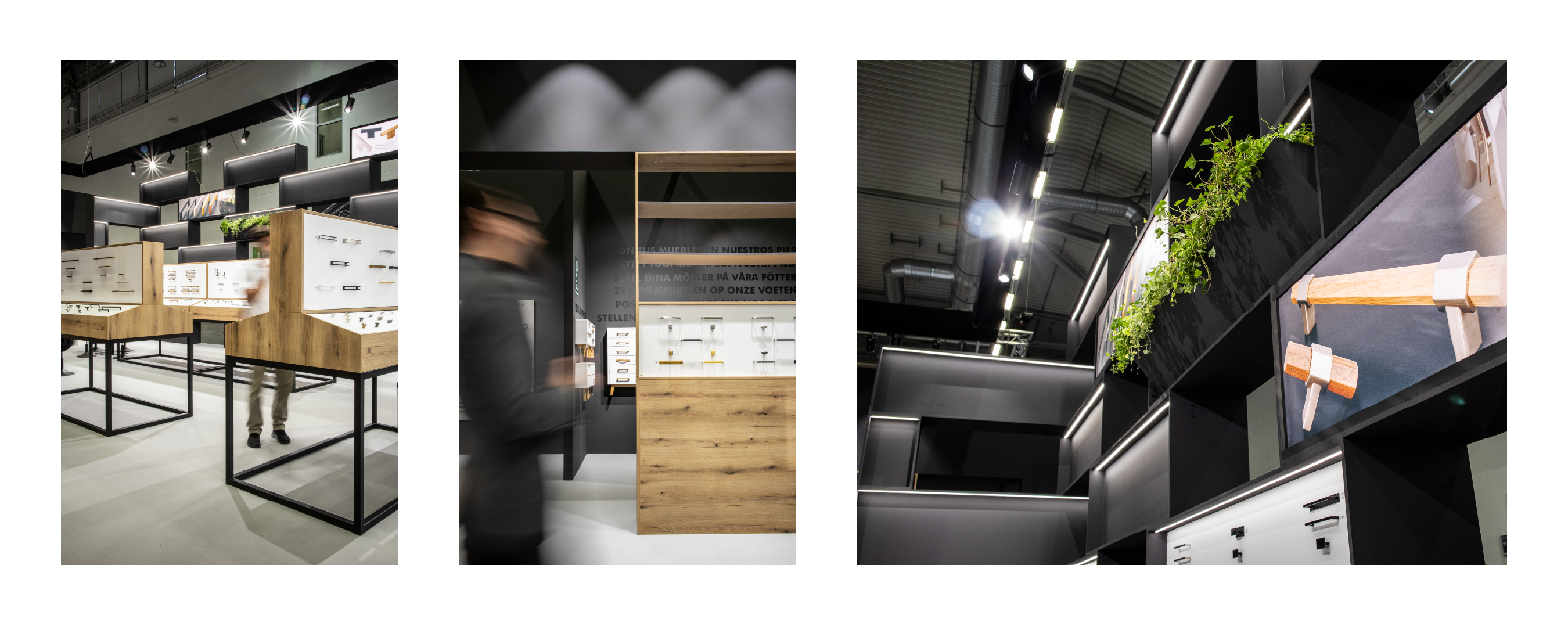 A collection of photos showing the interior of the SIRO stand at Interzum.