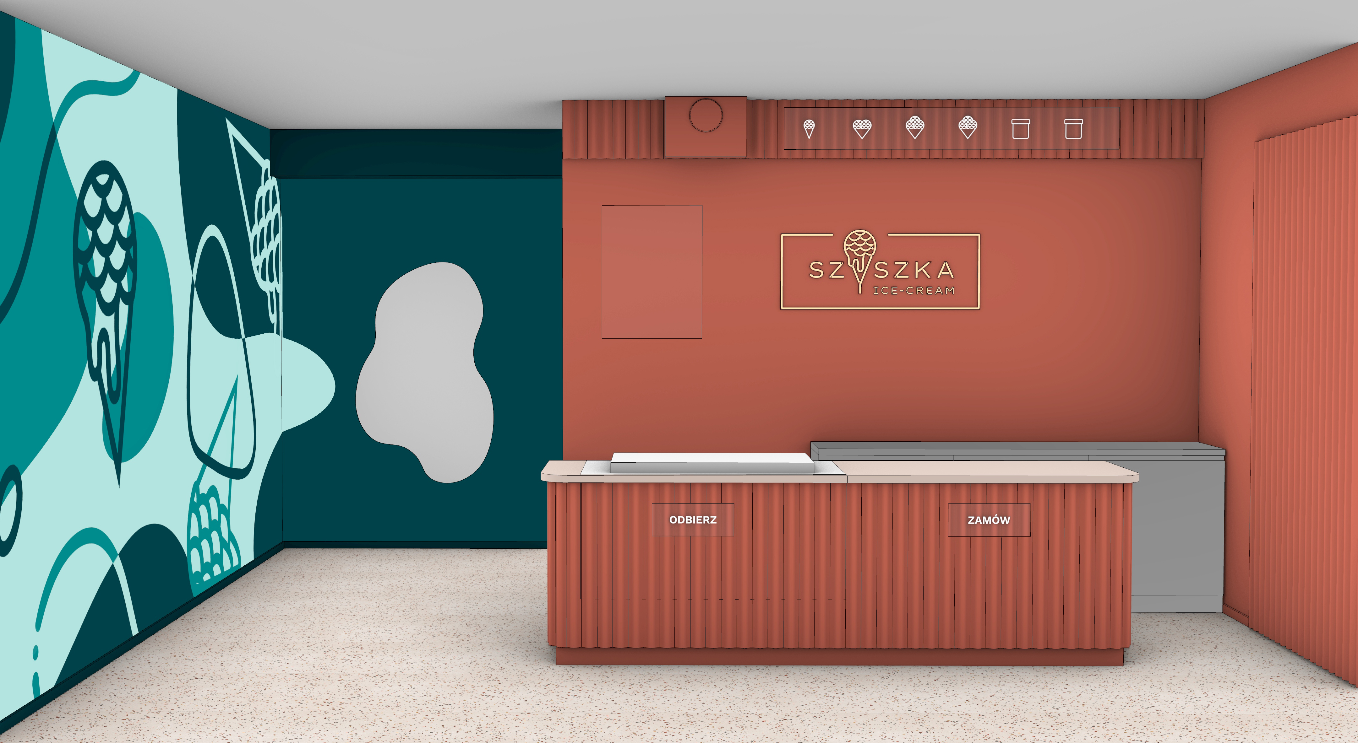 Interior design for Szyszka Ice-cream